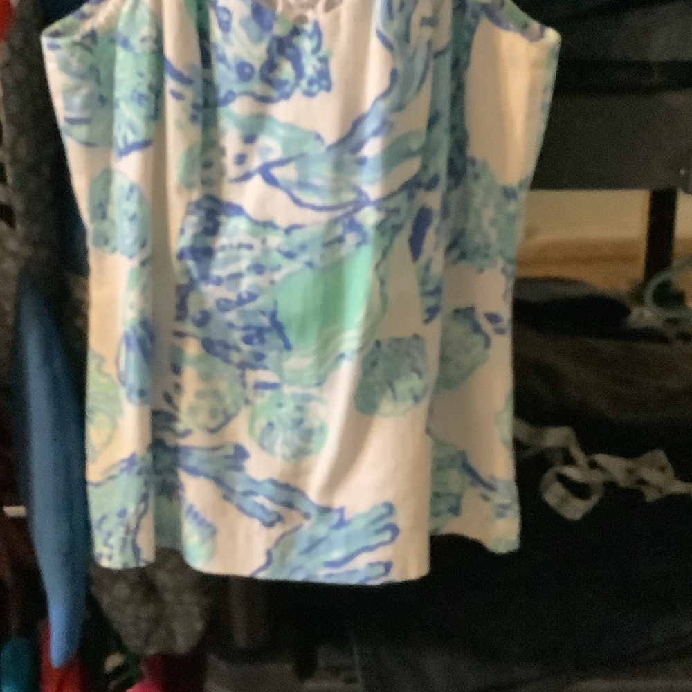 Lilly Pulitzer Blue and Green Tank Top, lace, 6 - Picture 3 of 5